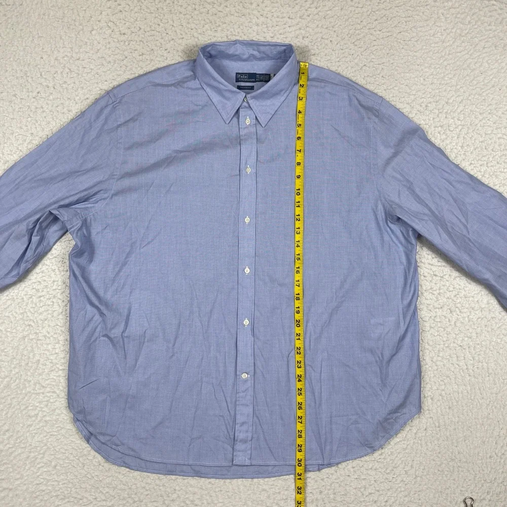 Polo Ralph Lauren Button Down Shirt Mens XXL Blue Oversize Fit End On End Cotton